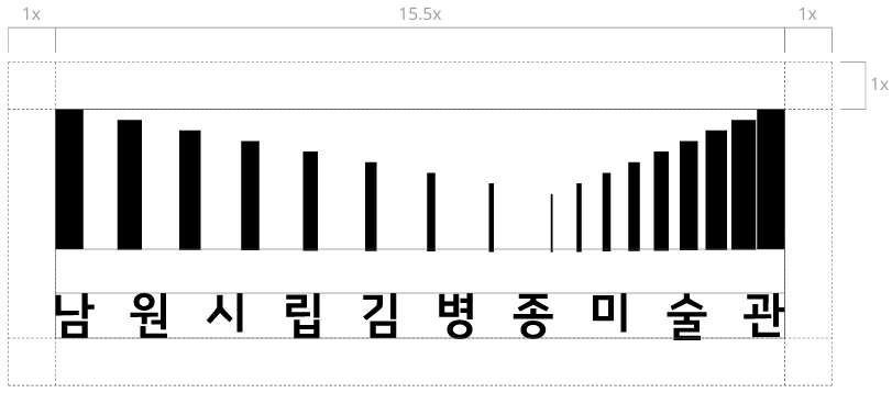 남원 시립김병종미술관 로고의 시그니처 국문 상하조합