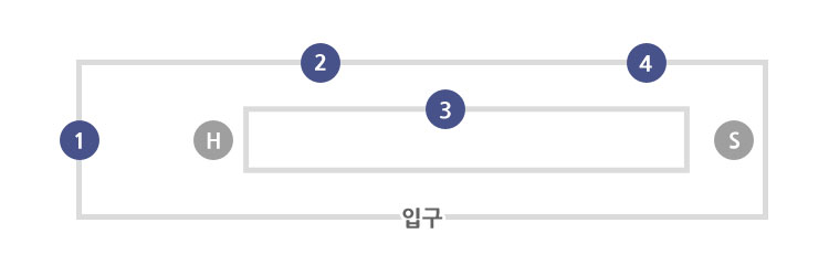 전시실 안내도. 입구 좌측부터 시계 반대방향으로 남원의 판소리와 근대 5명창, 홀로그램으로 만나는 명창, 안숙선의 소리인생, 명창의 길 흔적, 세계 명창에게 찬사를 보내다, 판소리 영혼을 울리다 내용 전시