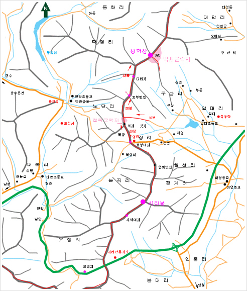 봉화산 철쭉 등산 안내도