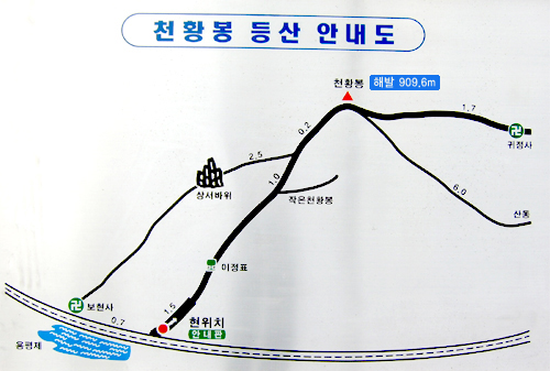 천황봉 등산 안내도