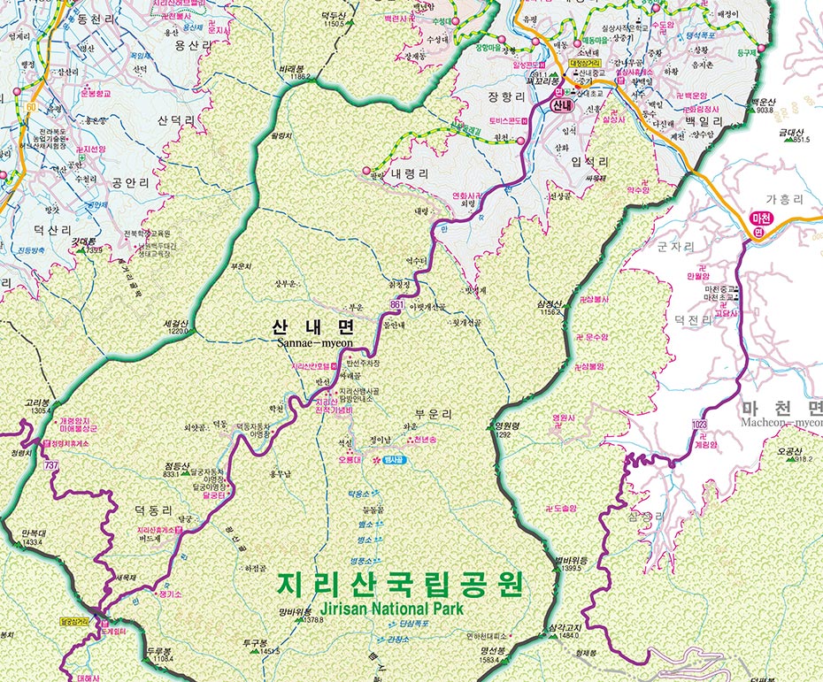 산내면 지도